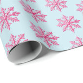 Roze Snowflake Cadeaupapier (Rol Hoek)