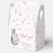 Roze Snowflake Elephant Winter Girl Baby shower Bedankdoosjes (Geopend)
