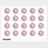 Roze Snowflake Elephant Winter Girl Baby shower Ronde Sticker (Vel)