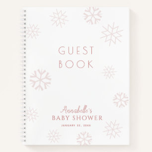 Roze Snowflake Girl Baby shower Guest Book Notitieboek