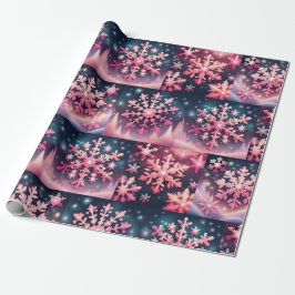 Roze snowflake kerstpapier met onmiddellijke verpa cadeaupapier