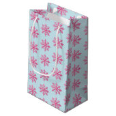 Roze Snowflake Klein Cadeauzakje (Achterkant Gekanteld)
