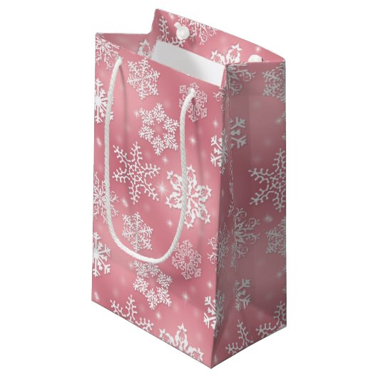 Roze Snowflake patroon kleine cadeautas (Voorkant Gekanteld)