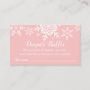 Roze Snowflakes Baby shower Diaper Raffle Ticket Informatiekaartje