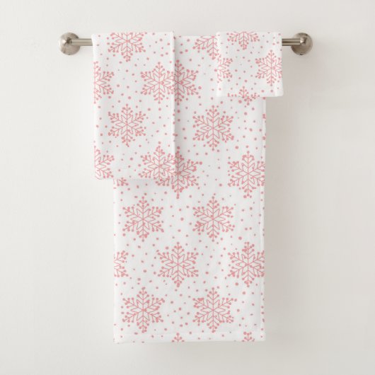Roze Snowflakes Bad Handdoek (Insitu)