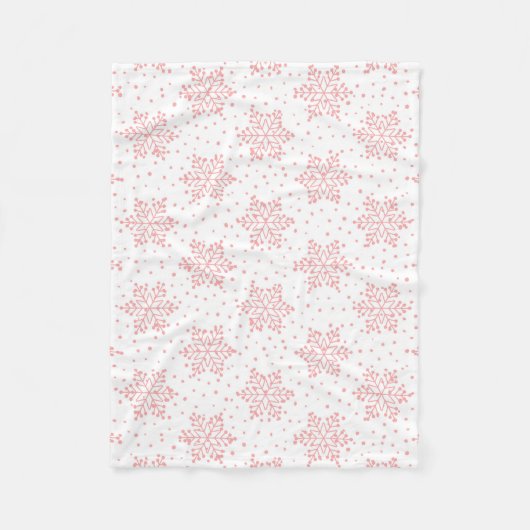 Roze Snowflakes Fleece Blanket (Voorkant)