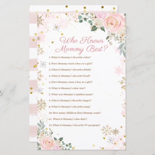 Roze Snowflakes Floral die mama het beste spel ken (Voorkant / Achterkant)