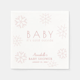 Roze Snowflakes Girl Baby shower Servet