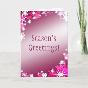 Roze Snowflakes Holiday Card Feestdagen Kaart
