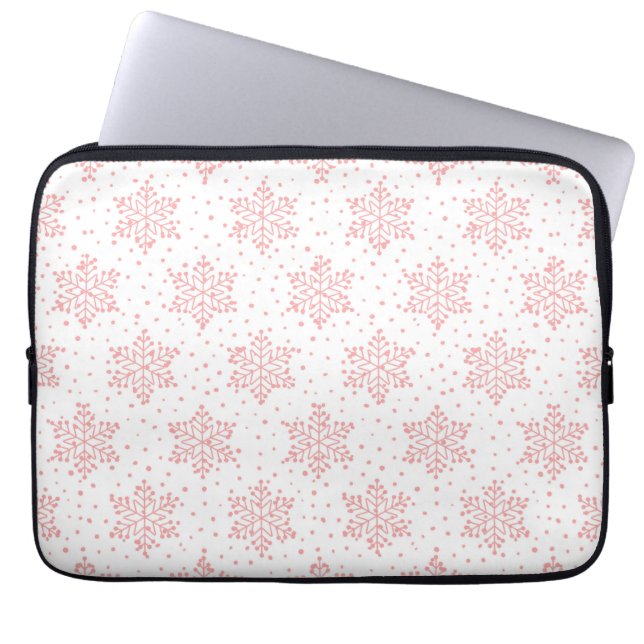 Roze Snowflakes Laptop Sleeve (Voorkant)