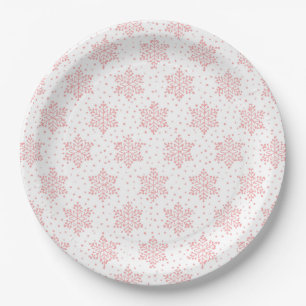 Roze Snowflakes Papieren Bordje