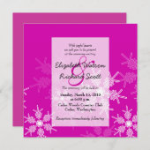 Roze Snowflakes uitnodiging voor kerstbruiloft (Voorkant / Achterkant)