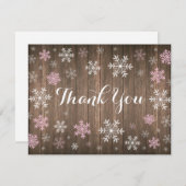 Roze Snowflakes Winter Rustic Wood Hartelijk dank (Voorkant / Achterkant)