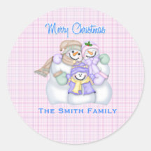 Roze Snowman Family Custom Kerstvakantie