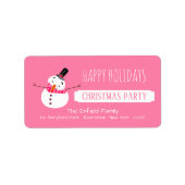 Roze Snowman, kerstfeest Etiket (Voorkant)