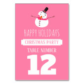 Roze Snowman, kerstfeesttafel nr. Kaart (Achterkant)