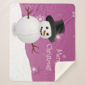 Roze Snowman Winter Kerstmis Sherpa Blanket Sherpa Deken (Voorkant)