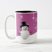 Roze Snowman Winter Scene Mok met kerstmis (Links)