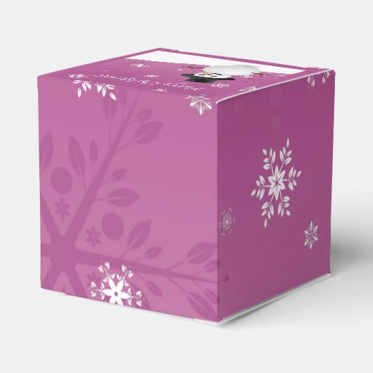 Roze Snowman Winter Scenery-kerstfeestdoos Bedankdoosjes (Achterkant)