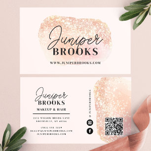Roze Sociale Media QR Code Glitter Zakelijke Visit Visitekaartje