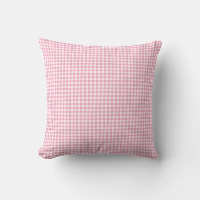 Roze Soda Gingham Check Pattern Sierkussen (Voorkant)