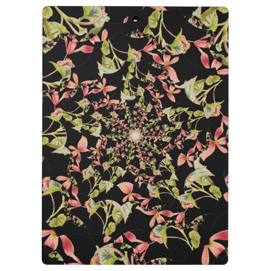 Roze Soft green black Begonia fractal art Klembord (Achterkant)