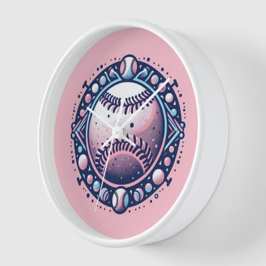 Roze Softbal of Baseball Wall Clock (Hoek)