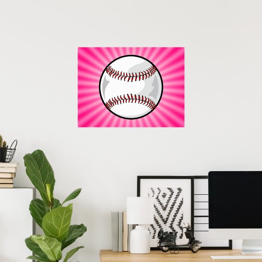 Roze Softball Poster (Thuiskantoor)