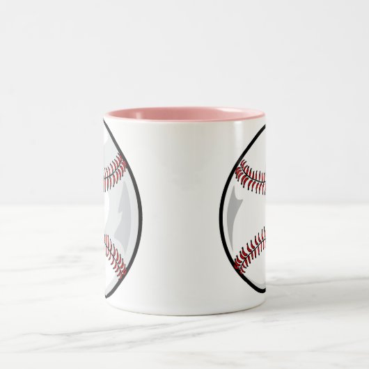 Roze Softball Tweekleurige Koffiemok (Center)