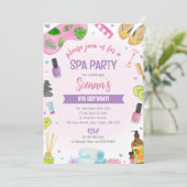 Roze Spa Feest Verjaardagsuitnodiging Verwennen &  Kaart (Staand voorkant)