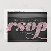 Roze spaarpjes op Stijlzwart RSVP-Briefkaart Uitnodiging Briefkaart (Voorkant / Achterkant)