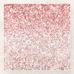 Roze Sparkle Girly Glitzy Glam Glitter Glazen Onderzetter