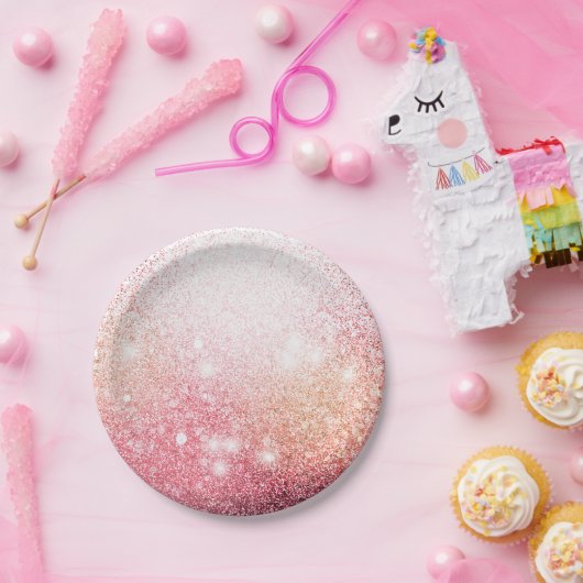 Roze sparkle Glitter design Papieren Bordje (Feest)