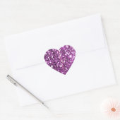 Roze Sparkle Glitter Look Hart Sticker (Envelop)