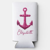 Roze Sparkle Glitter Nautisch Zeilanker Naam (Achterkant)