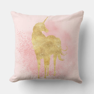 Roze Sparkle Gold Eenhoorn Kussen
