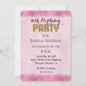 Roze Sparkle Gold Glitter Verjaardag Kaart (Voorkant)