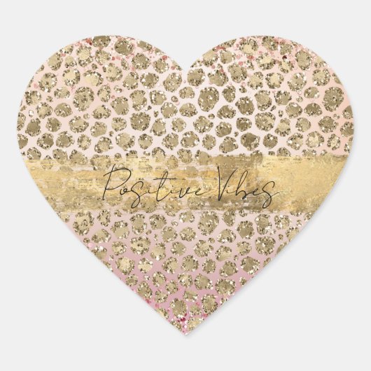 Roze Sparkle Gold Leopard Print Hart Sticker (Voorkant)