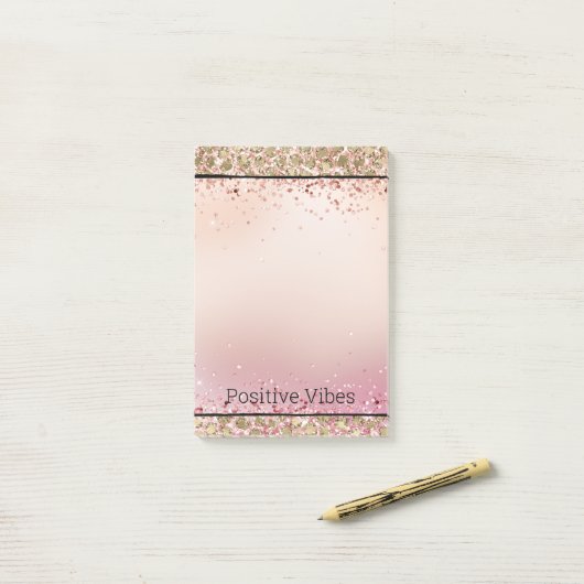 Roze Sparkle Gold Leopard Print Post-it® Notes (Op bureau)