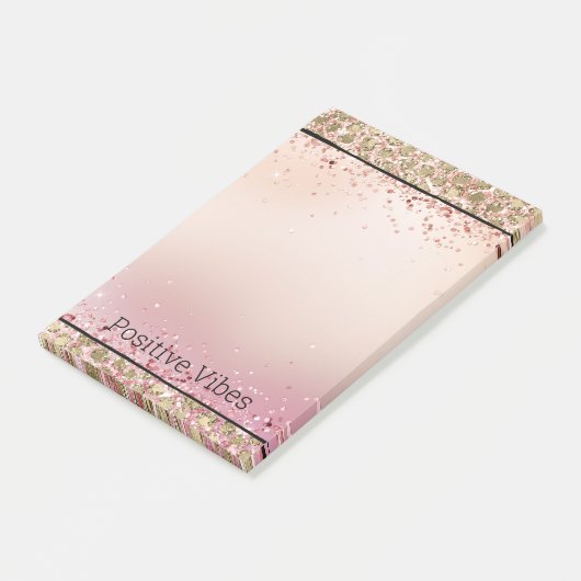 Roze Sparkle Gold Leopard Print Post-it® Notes (Schuin)