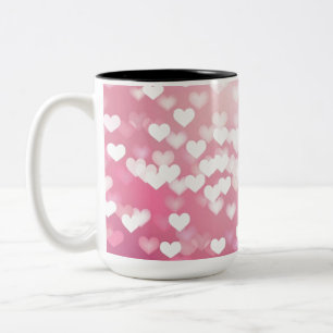 Roze Sparkle Hearts Pattern Coffee Mok