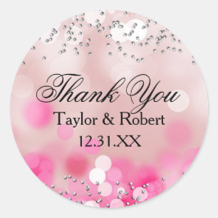 Roze Sparkle Lights Dank u Sticker