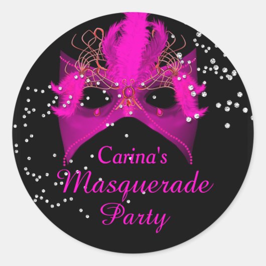Roze Sparkle Masquerade Party Sticker (Voorkant)