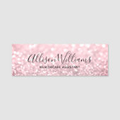 Roze Sparkle Script Modern Business Naamplaatje (Voorkant)