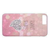 Roze sparkle Silver Glitter Heart Case-Mate iPhone Case (Achterkant (Horizontaal))