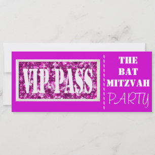 Roze sparkle VIP Bat Mitzvah Kaart