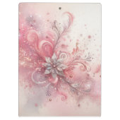 Roze Sparkle Zilveren Glitter Bloem Gepersonalisee Klembord (Achterkant)