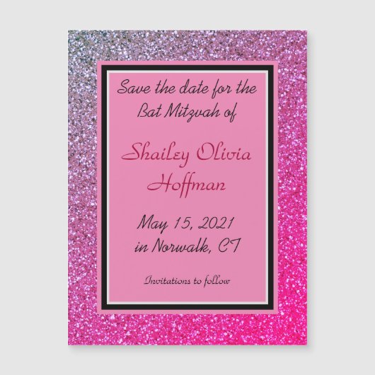 Roze Sparkles Magnetic Save the Date Card (Voorkant)