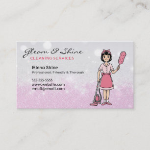 Roze Sparkles Schoonmaakster Lady Service Visitekaartje