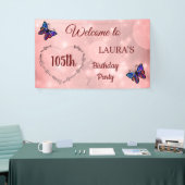 Roze Sparkly Butterfly op maat 105th Birthday Spandoek (Beurs)